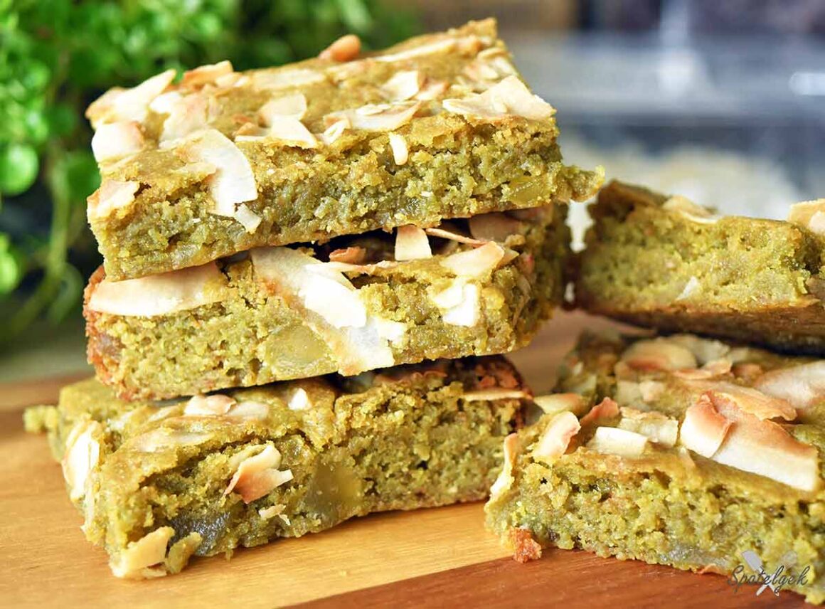 blondies pandan gember basterdsuiker kokos groen brownie