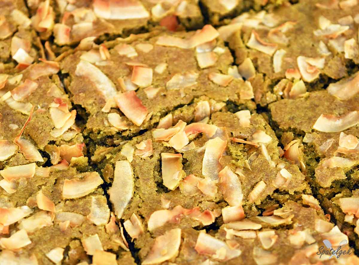 blondies pandan gember basterdsuiker kokos groen brownie