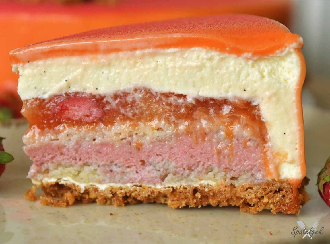 nectarine aardbei taart dessert mousse verveine gebak entremet aardbeien