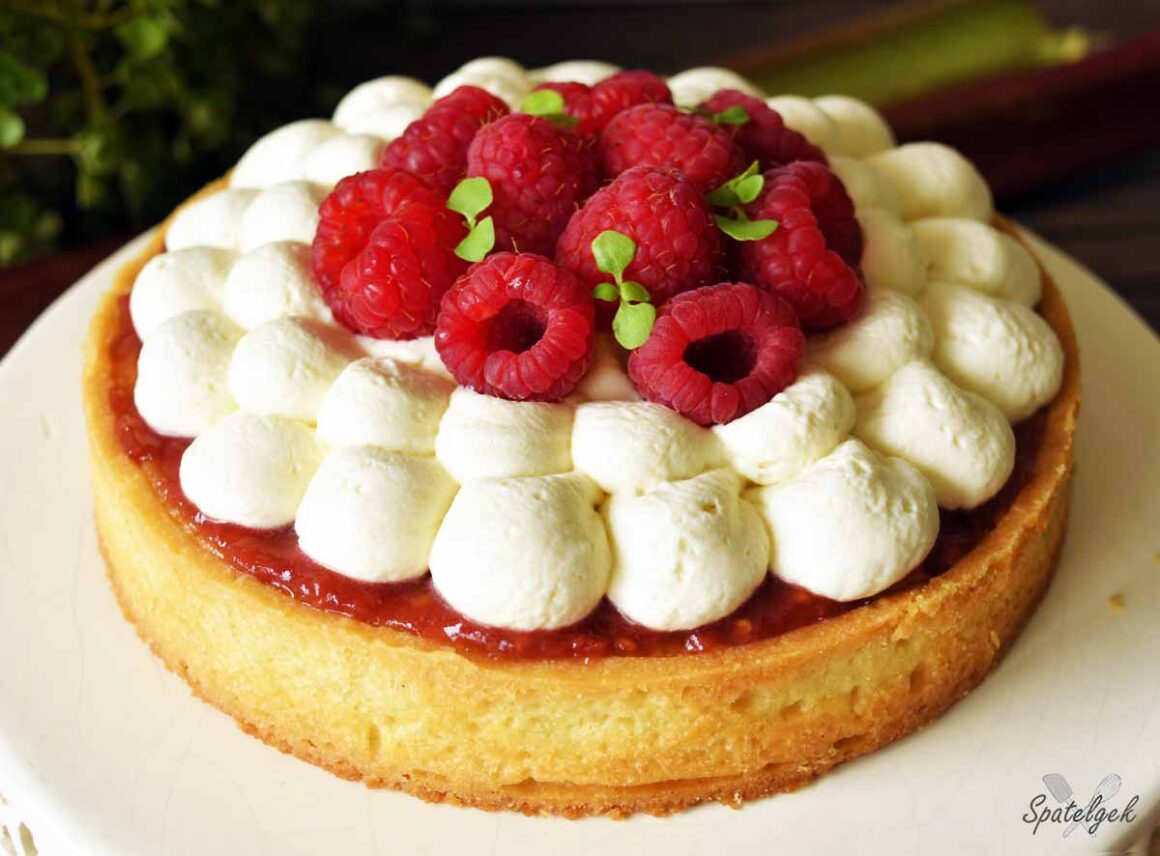 tart framboos tonka ganache rabarber amandel gebak bakken patisserie