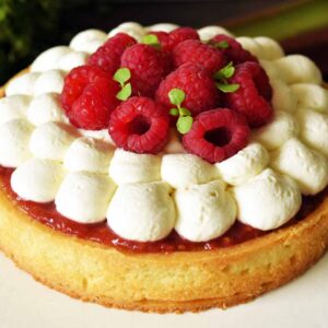 tart framboos tonka ganache rabarber amandel gebak bakken patisserie